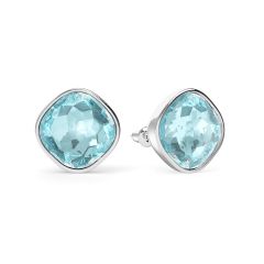 Cushion Statement Mix Carrier Earrings Aquamarine Crystals Silver Plated