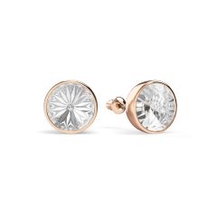 Statement Mix Stud Carrier Earrings Clear Crystals Rose Gold Plated