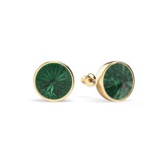 Statement Mix Stud Carrier Earrings Emerald Crystals Gold Plated