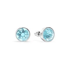 Mix Stud Carrier Earrings Aquamarine Crystals Silver Plated
