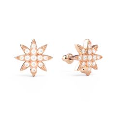 Polaris Star Mix Stud Earrings Clear Crystals Rose Gold Plated