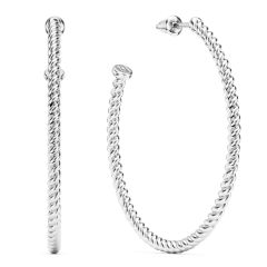 Rope Coil 40mm Mix Hoop Earrings Rhodium Plated