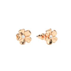 Cherry Blossom Flower Stud Earrings Clear Crystals Rose Gold Plated