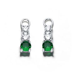 Attract Trilogy Cubic Zirconia Emerald Green Mix Hoop Earring Charms Rhodium Plated