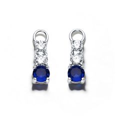 Attract Trilogy Cubic Zirconia Montana Blue Mix Hoop Earring Charms Rhodium Plated