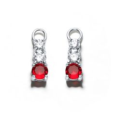 Attract Trilogy Cubic Zirconia Ruby Red Mix Hoop Earring Charms Rhodium Plated