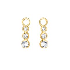 Attract Trilogy Mix Hoop Earring Charms with Swarovski Crystals Gold Plated