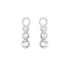 Attract Trilogy Mix Hoop Earring Charms with Swarovski Crystals Rhodium Plated