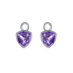 Trillion Mini Mix Hoop Earring Charms with Tanzanite Swarovski Crystals Rhodium Plated