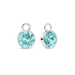 Bella 2 Carat Mix Charms with Light Turquoise Crystals Rhodium Plated