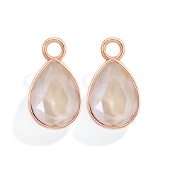 Statement Teardrop Mix Charms with Swarovski Crystal Ivory Cream Rose Gold Plated