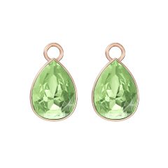 Statement Teardrop Mix Charms with Peridot Crystals Rose Gold Plated