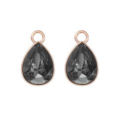 Statement Teardrop Mix Charms with Silver Night Crystals Rose Gold Plated
