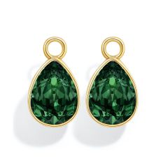 Statement Teardrop Mix Charms with Emerald Swarovski Crystals Gold Plated