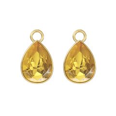 Statement Teardrop Mix Charms with Golden Topaz Crystals Gold Plated