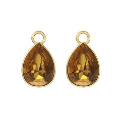 Statement Teardrop Mix Charms with Light Amber Crystals Gold Plated