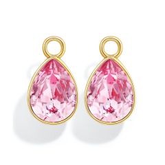 Statement Teardrop Mix Charms with Light Rose Swarovski Crystals Gold Plated