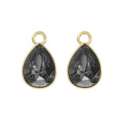 Statement Teardrop Mix Charms with Silver Night Crystals Gold Plated