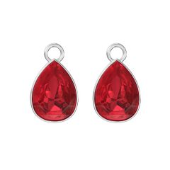 Statement Teardrop Mix Charms with Light Siam Crystals Rhodium Plated
