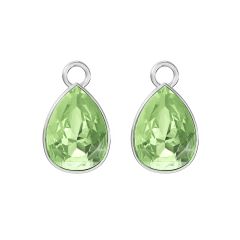 Statement Teardrop Mix Charms with Peridot Crystals Rhodium Plated