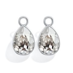 Statement Teardrop Mix Charms with Swarovski Crystal Silver Shade Rhodium Plated