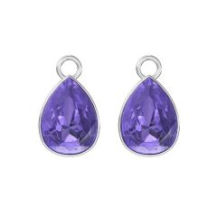 Statement Teardrop Mix Charms with Tanzanite Crystals Rhodium Plated