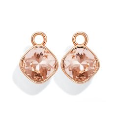 Cushion Mix Charms with Swarovski Light Peach Rose Gold Plated