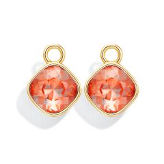 Cushion Mix Charms with Orange Delite Swarovski Crystals Gold Plated