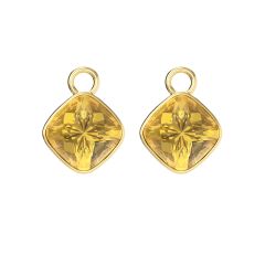 Cushion Mix Charms with Golden Topaz Crystals Gold Plated