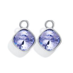 Cushion Mix Charms with Swarovski Provence Lavender Rhodium Plated