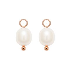 Oval Freshwater Pearl Drop Mix Charm Rose Gold Plated