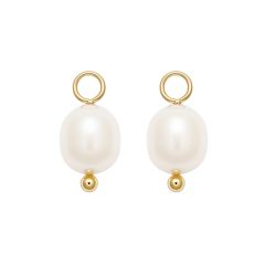 Oval Freshwater Pearl Drop Mix Charm Gold Plated
