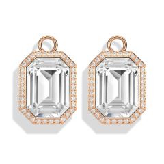 Octagon Bezel Mix Charms with Swarovski Crystals Rose Gold Plated