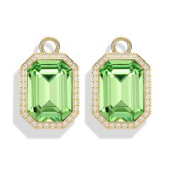 Octagon Bezel Mix Charms with Peridot Swarovski Crystals Gold Plated