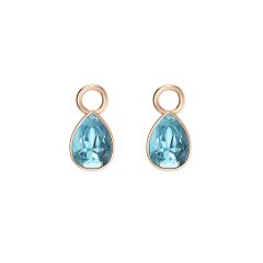 Petite Teardrop Mix Charms with Aquamarine Crystals Rose Gold Plated