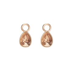 Petite Teardrop Mix Charms with Light Peach Crystals Rose Gold Plated