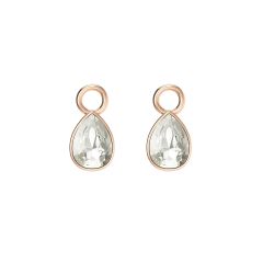 Petite Teardrop Mix Charms with Silver Shade Crystals Rose Gold Plated