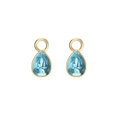 Petite Teardrop Mix Charms with Aquamarine Crystals Gold Plated