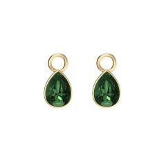 Petite Teardrop Mix Charms with Emerald Crystals Gold Plated
