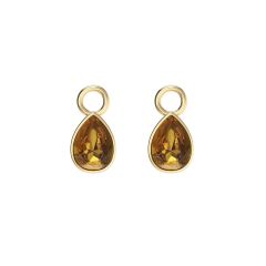 Petite Teardrop Mix Charms with Light Amber Crystals Gold Plated