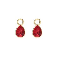 Petite Teardrop Mix Charms with Light Siam Crystals Gold Plated