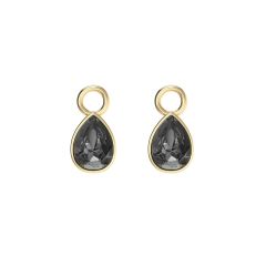 Petite Teardrop Mix Charms with Silver Night Crystals Gold Plated