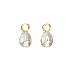 Petite Teardrop Mix Charms with Silver Shade Crystals Gold Plated
