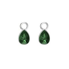 Petite Teardrop Mix Charms with Emerald Crystals Rhodium Plated