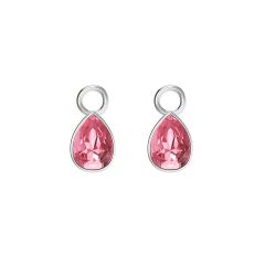 Petite Teardrop Mix Charms with Light Rose Crystals Rhodium Plated