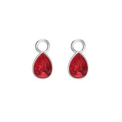 Petite Teardrop Mix Charms with Light Siam Crystals Rhodium Plated