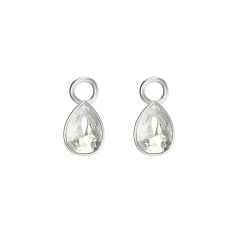 Petite Teardrop Mix Charms with Silver Shade Crystals Rhodium Plated