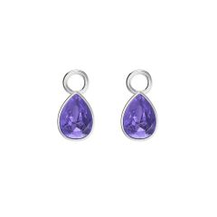 Petite Teardrop Mix Charms with Tanzanite Crystals Rhodium Plated