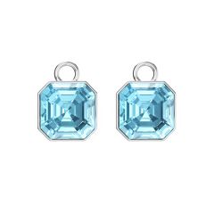 Asscher Mix Charms with Aquamarine Crystals Rhodium Plated