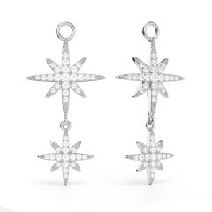 Polaris Statement Drop Star Mix Charms Clear Crystals Rhodium Plated